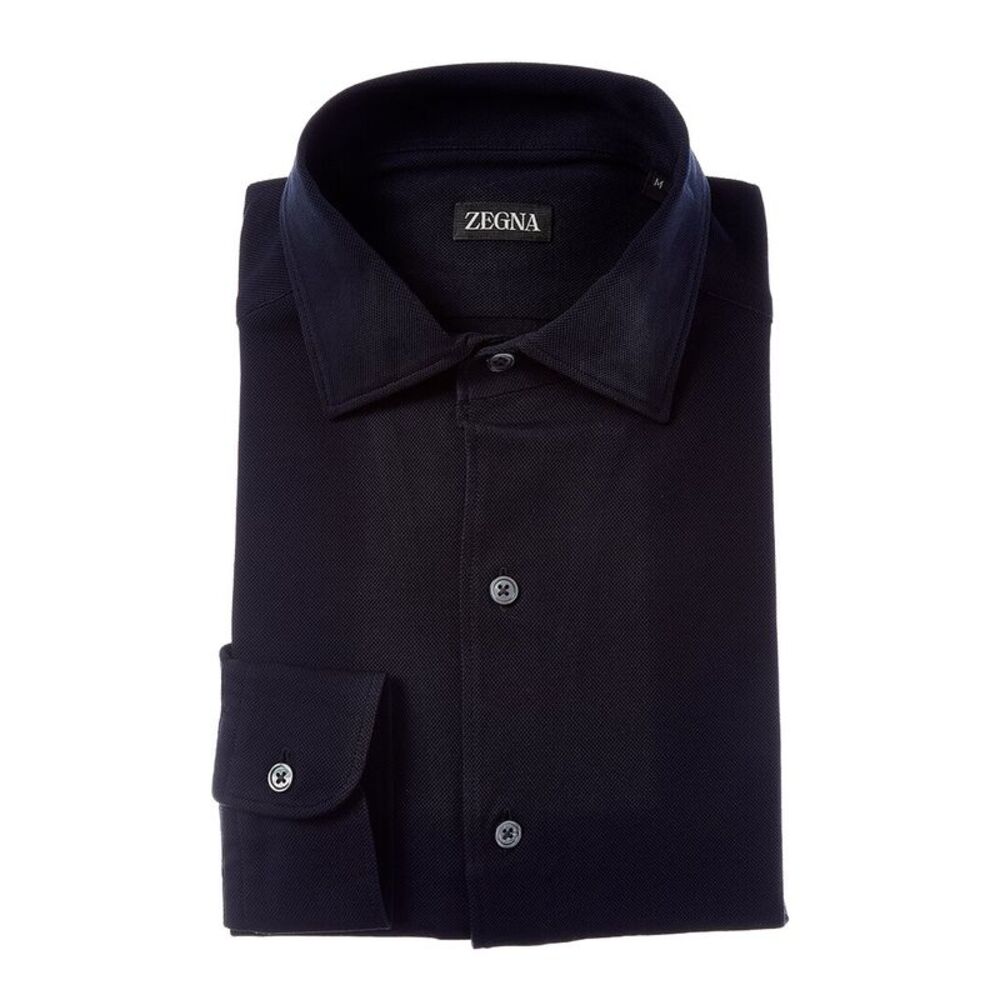 Zegna Mens  Regular Fit Dress Shirt, Blue